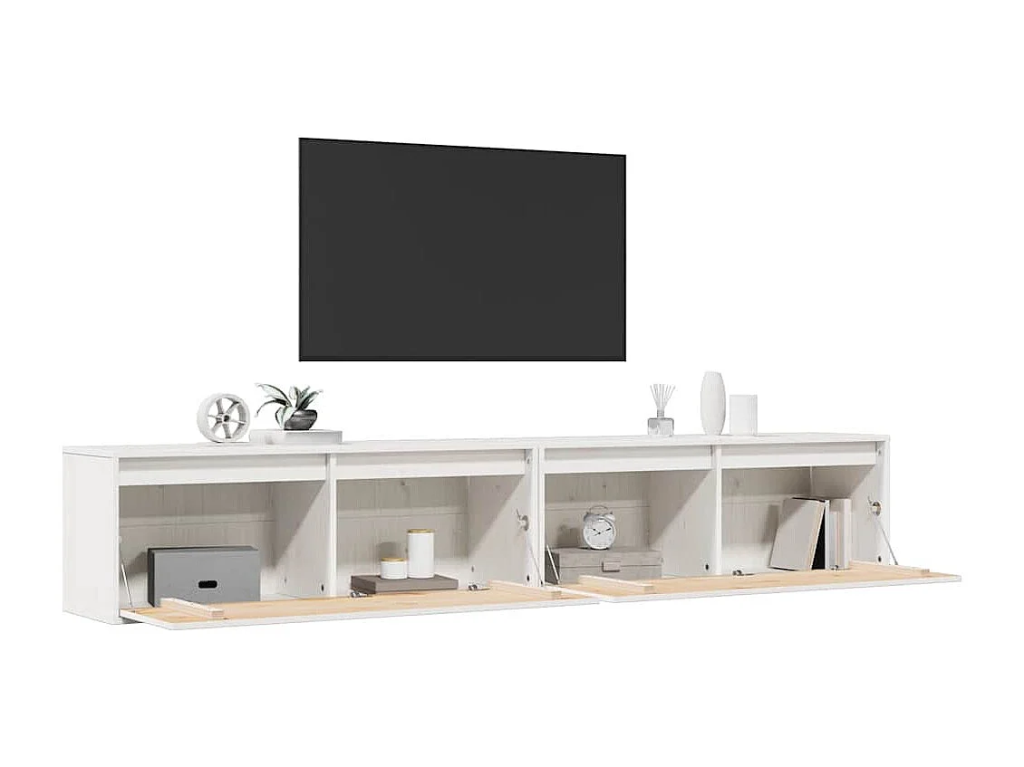 Wandkasten 2 st 100x30x35 cm massief grenenhout wit