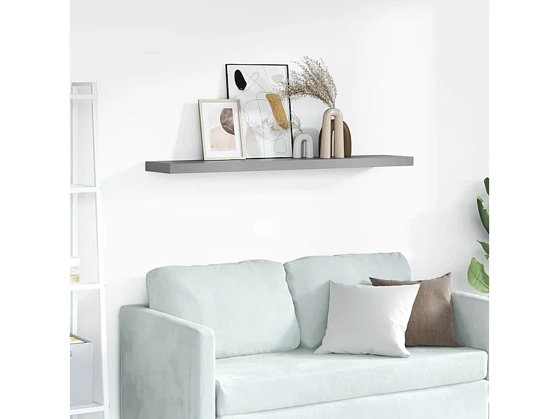 Prateleira de parede suspensa 120x23,5x3,8 cm MDF cinzento
