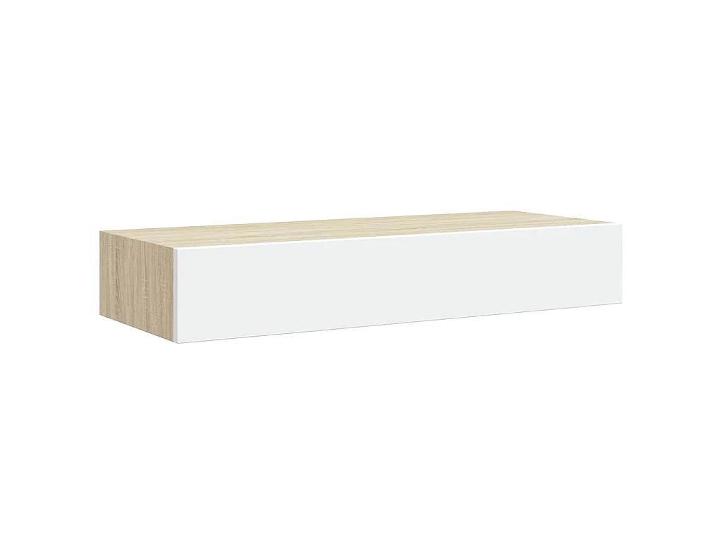 Mensola a muro con cassetti in rovere e bianco 60x23,5x10 cm MDF