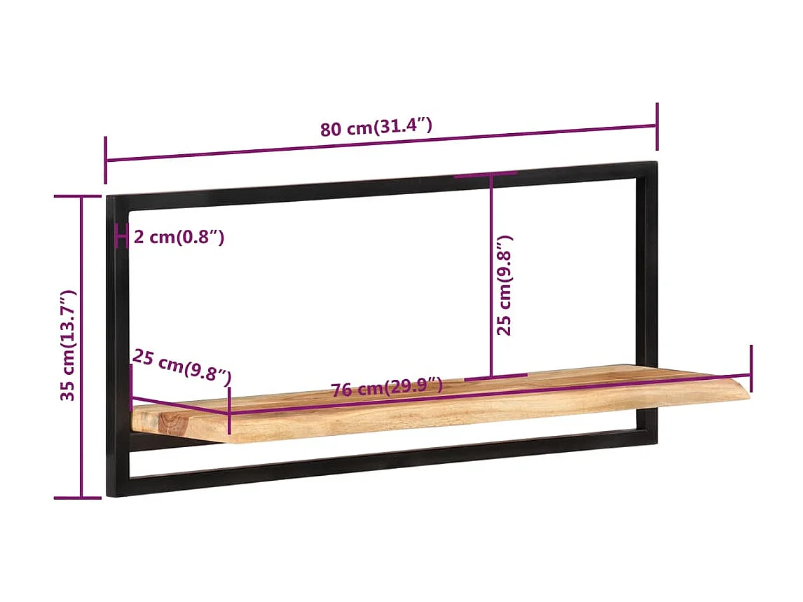 Étagères murales 2 pcs 80x25x35 cm Bois d'acacia et acier