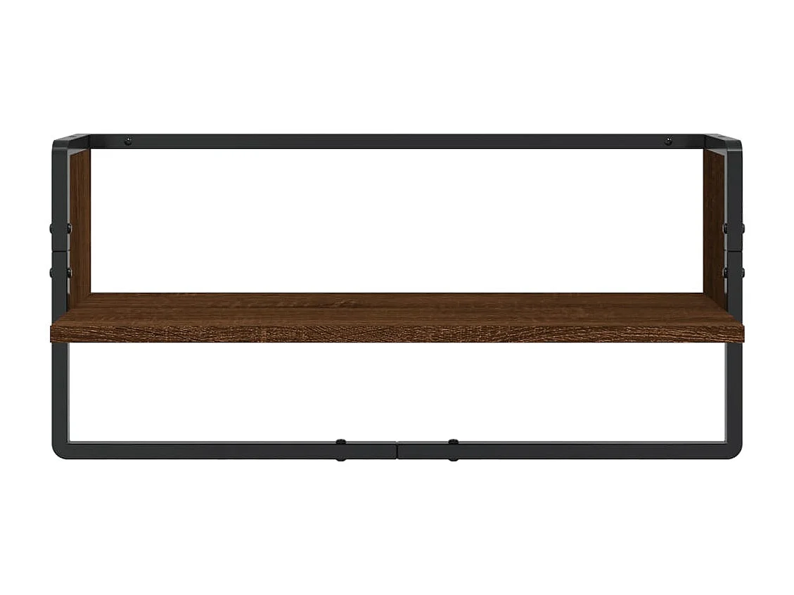 Set Mensole Parete con Aste 4pz Rovere Marrone in Multistrato