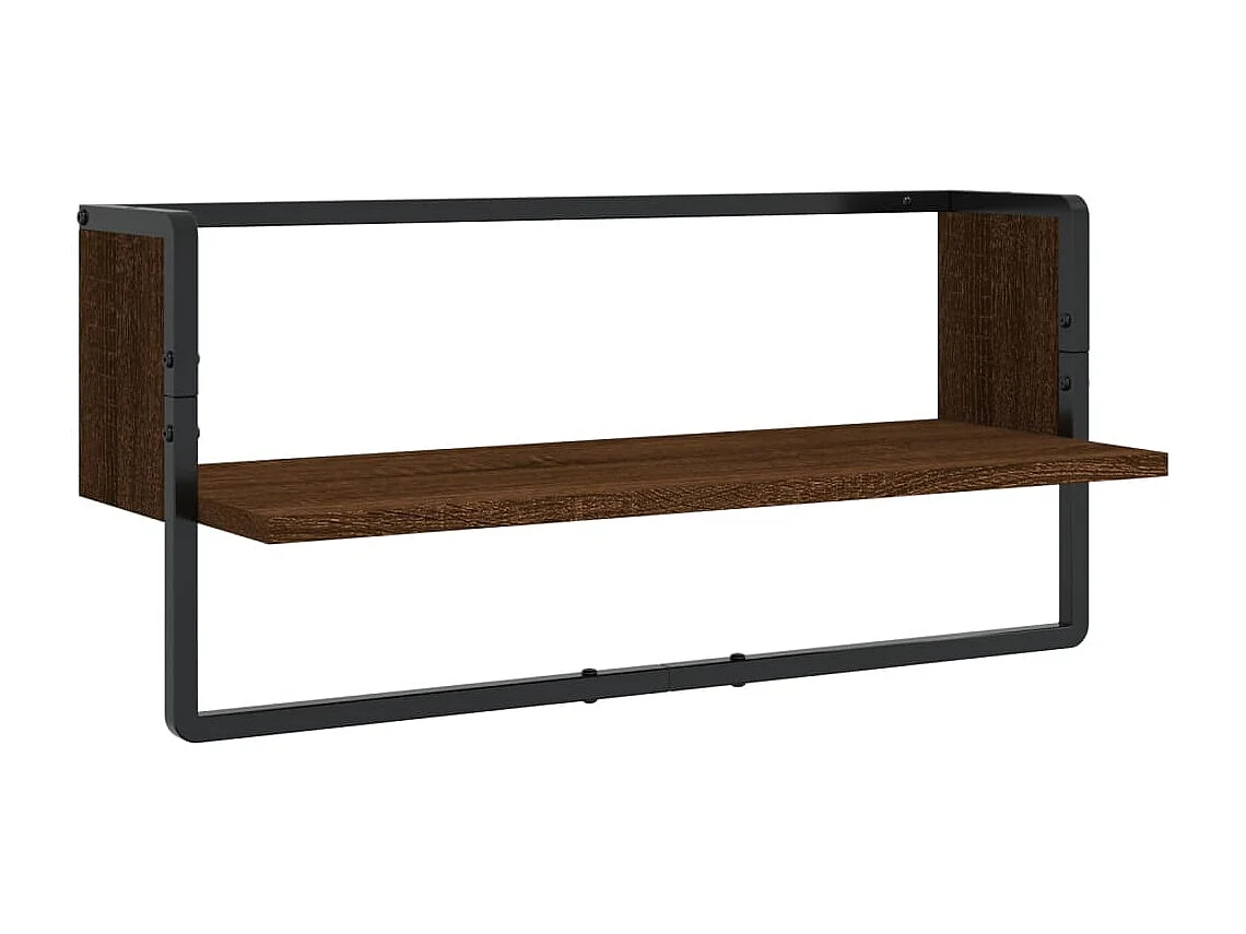 Set Mensole Parete con Aste 4pz Rovere Marrone in Multistrato