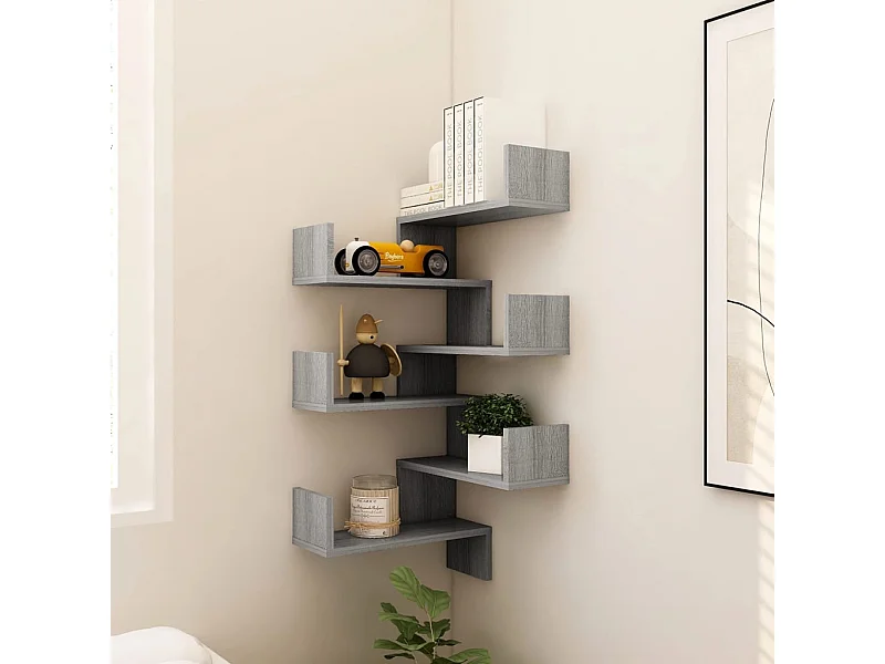 Wand-Eckregale 2 Stk. Grau Sonoma 40x40x50 cm Holzwerkstoff
