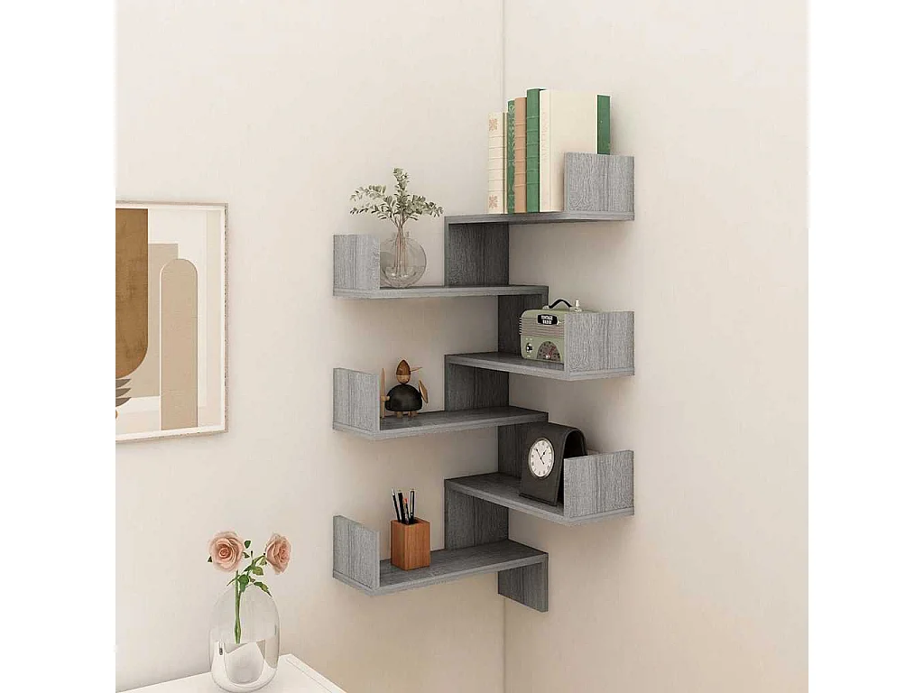 Étagères d'angle murales 2 pcs Sonoma gris 40x40x50 cm Bois