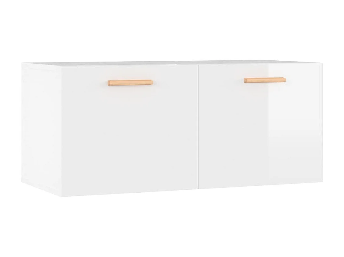 Wandkast 80x35x36,5 cm bewerkt hout hoogglans wit