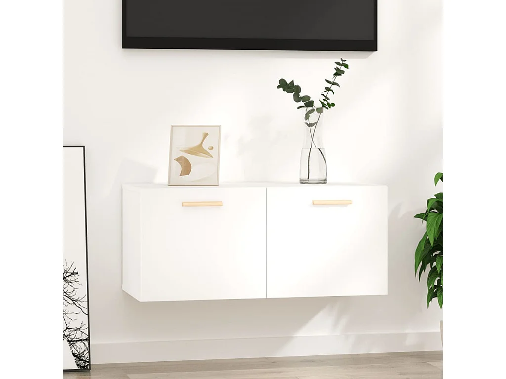 Wandkast 80x35x36,5 cm bewerkt hout hoogglans wit