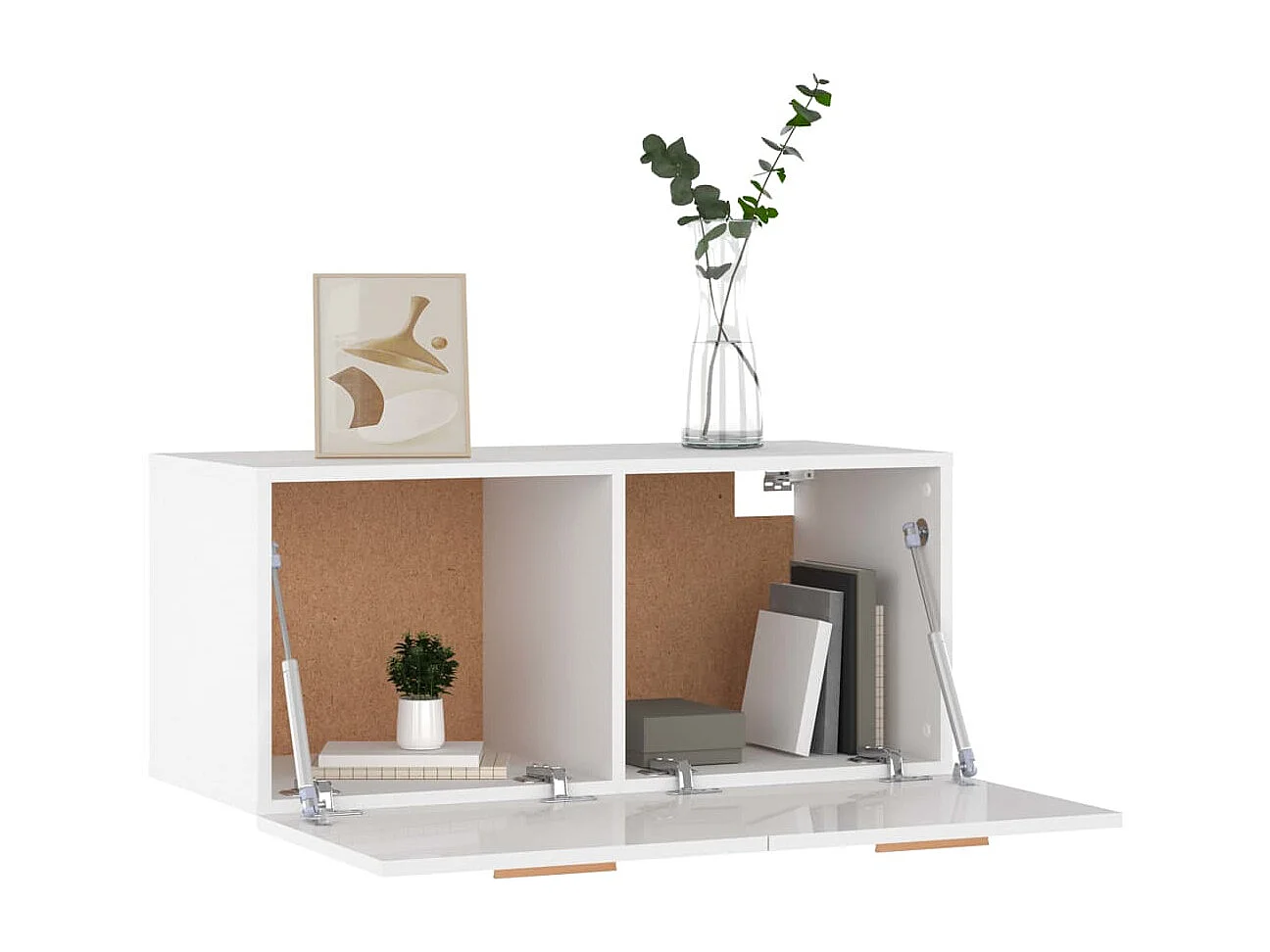 Wandkast 80x35x36,5 cm bewerkt hout hoogglans wit
