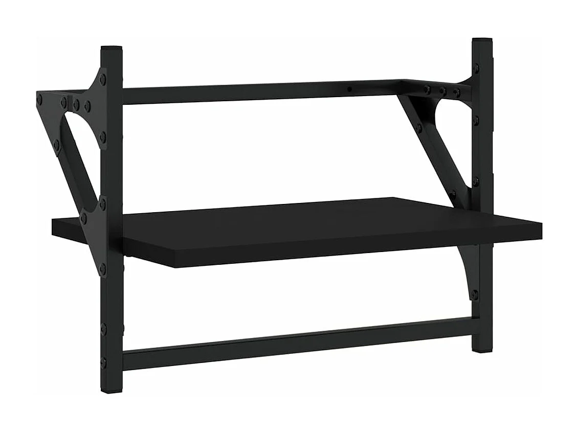 Wandregale mit Stangen 2 Stk. Schwarz 40x25x30 cm