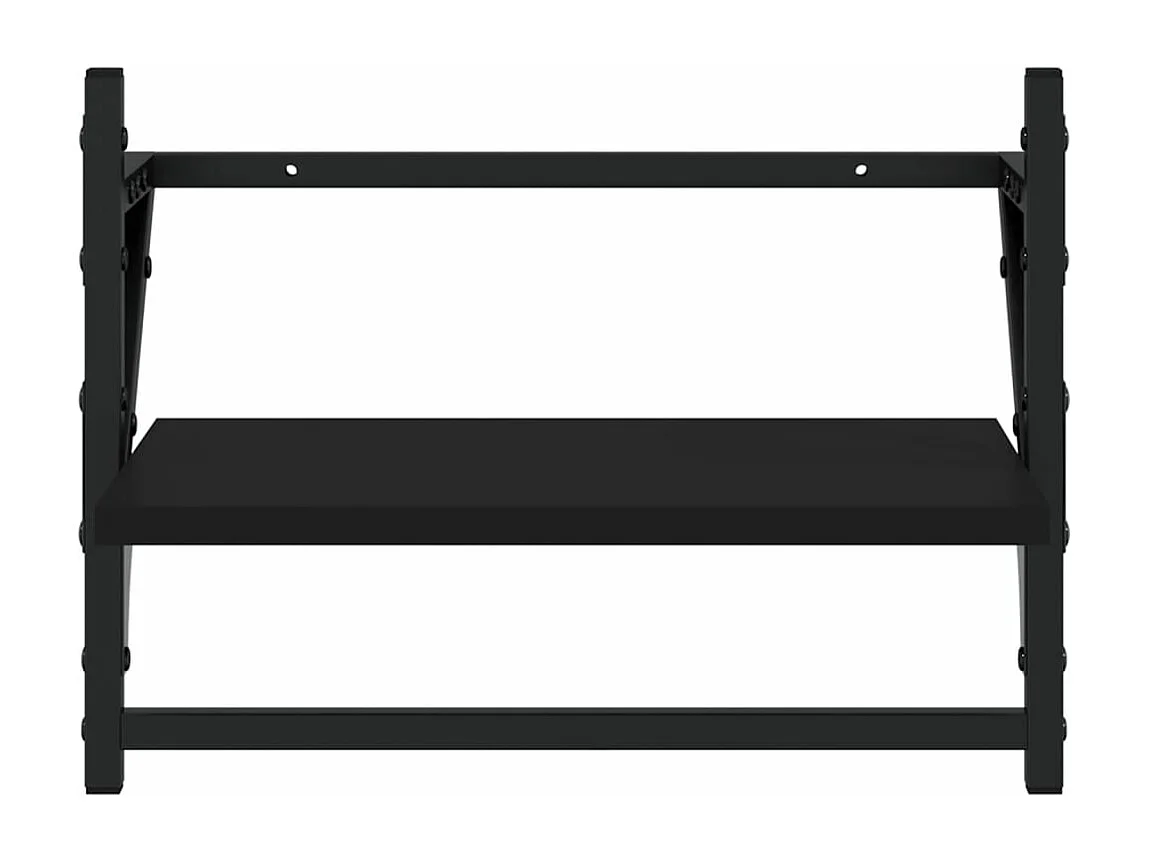 Wandregale mit Stangen 2 Stk. Schwarz 40x25x30 cm