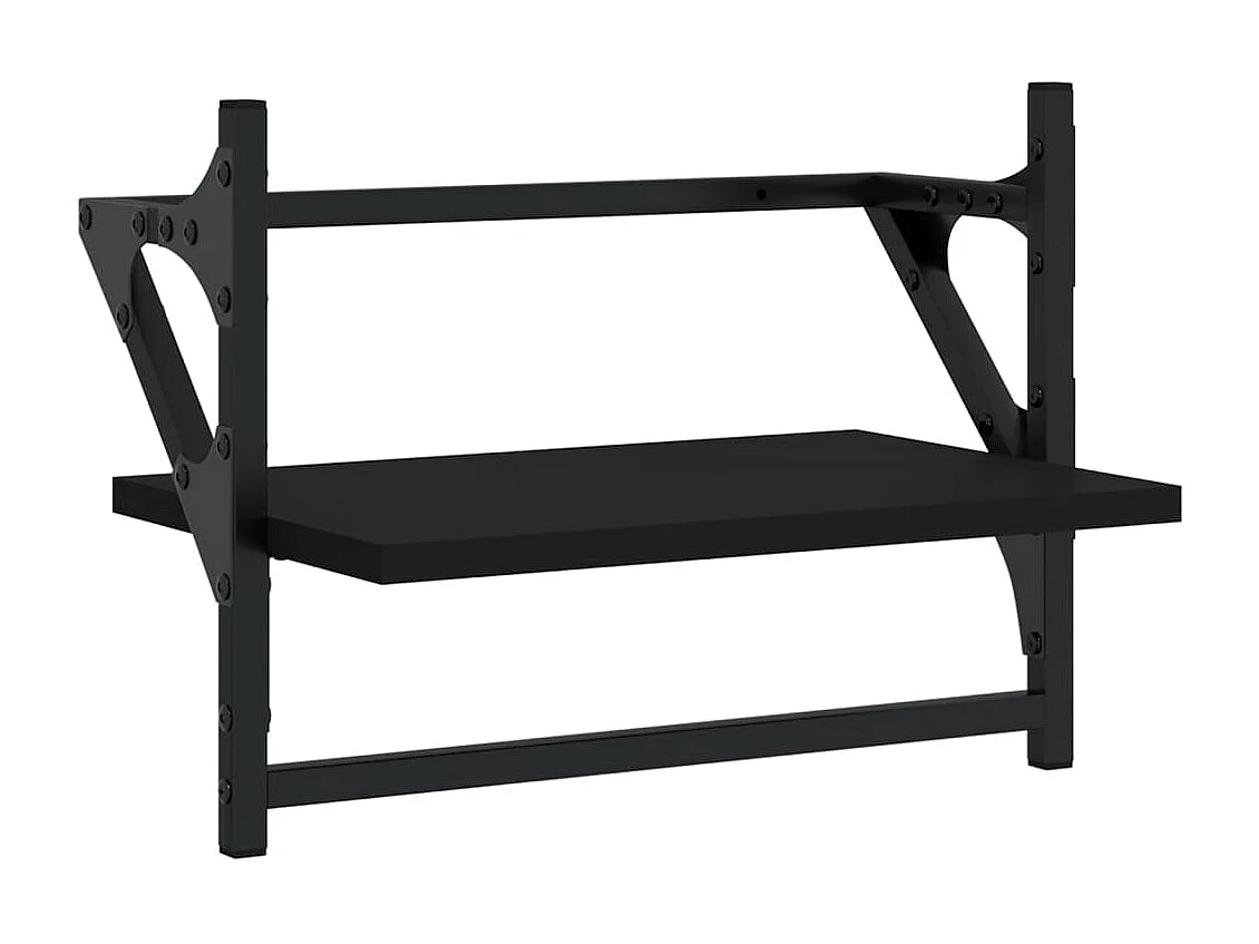 Wandschappen met stangen 2 st 40x25x30 cm zwart