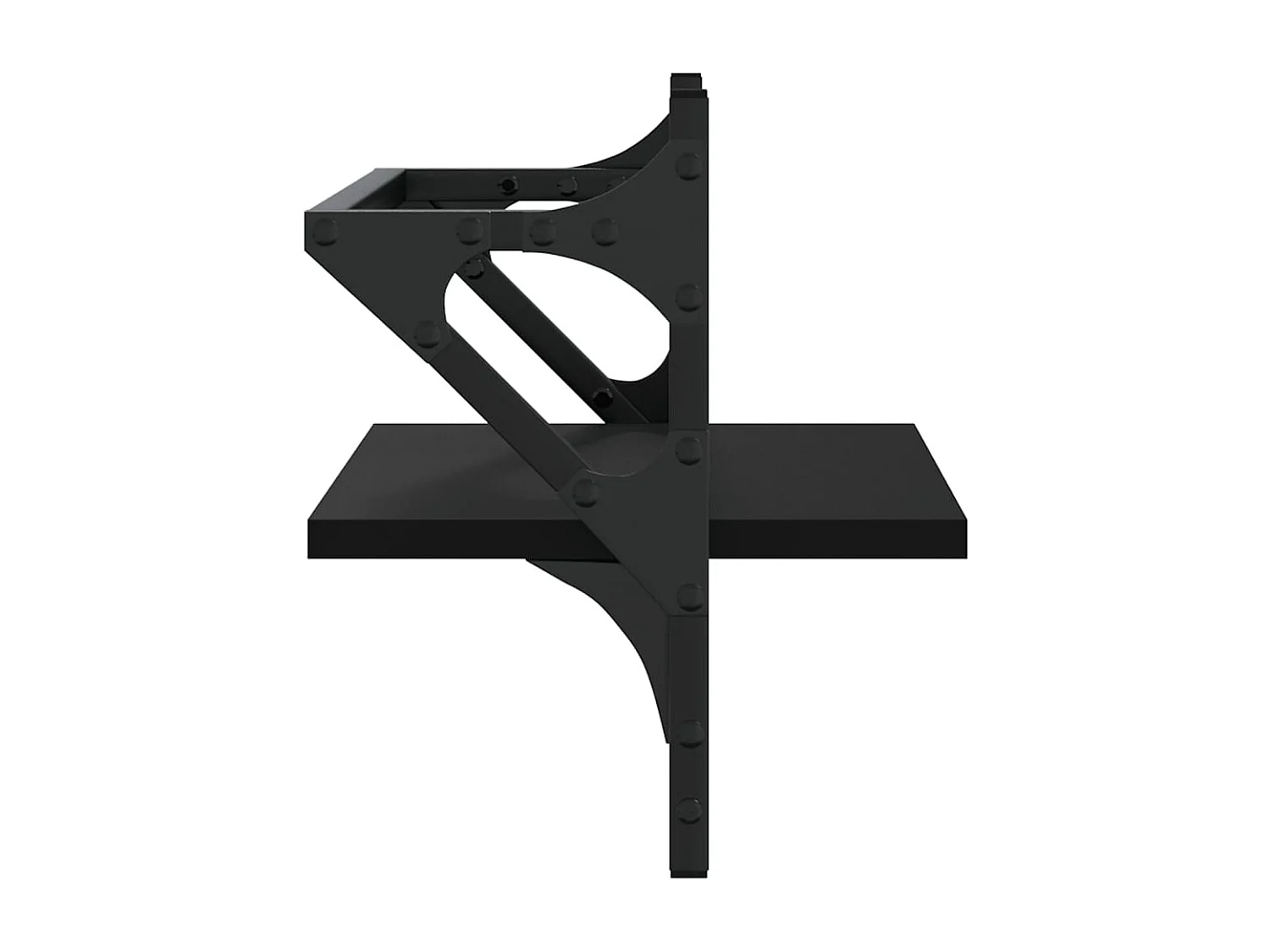 Wandschappen met stangen 2 st 40x25x30 cm zwart