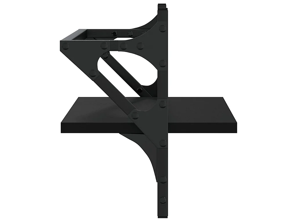 Prateleiras de parede com barras 2 pcs 40x25x30 cm preto