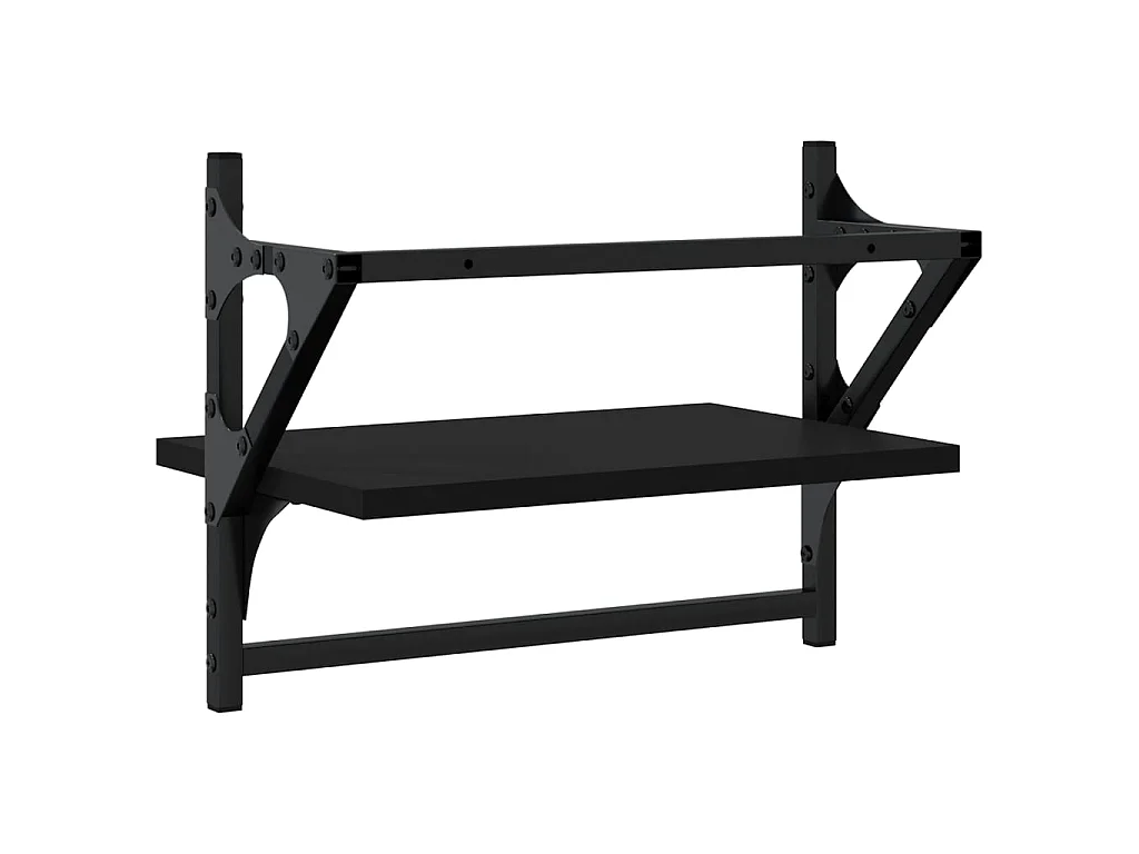 Prateleiras de parede com barras 2 pcs 40x25x30 cm preto