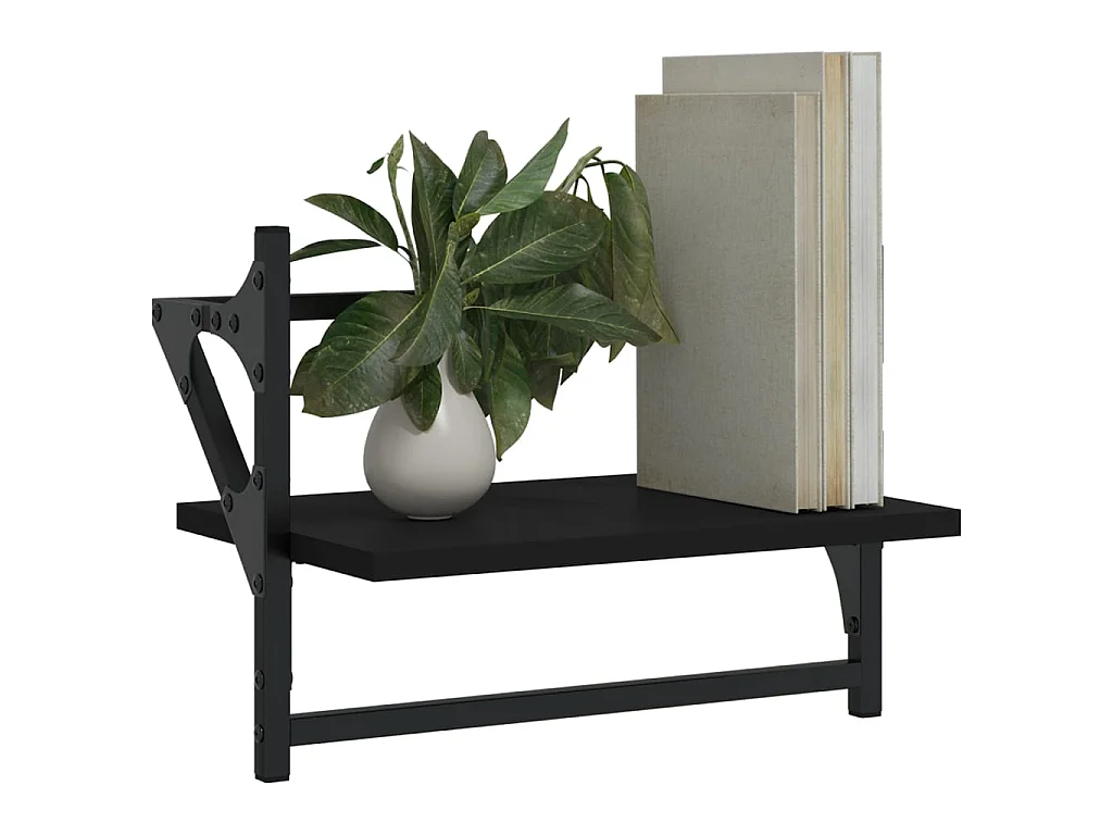 Prateleiras de parede com barras 2 pcs 40x25x30 cm preto