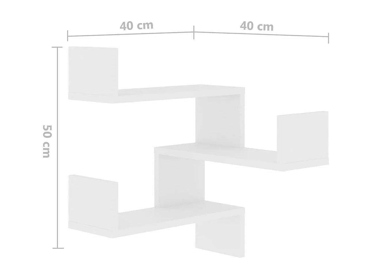 Prateleira de canto p/ parede 40x40x50 cm deriv. madeira branco