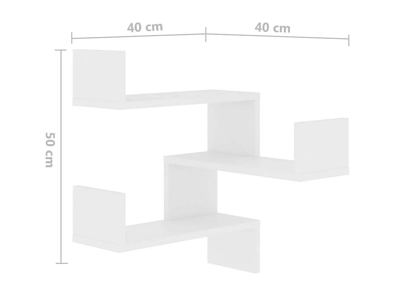 Hoekwandschap 40x40x50 cm bewerkt hout wit