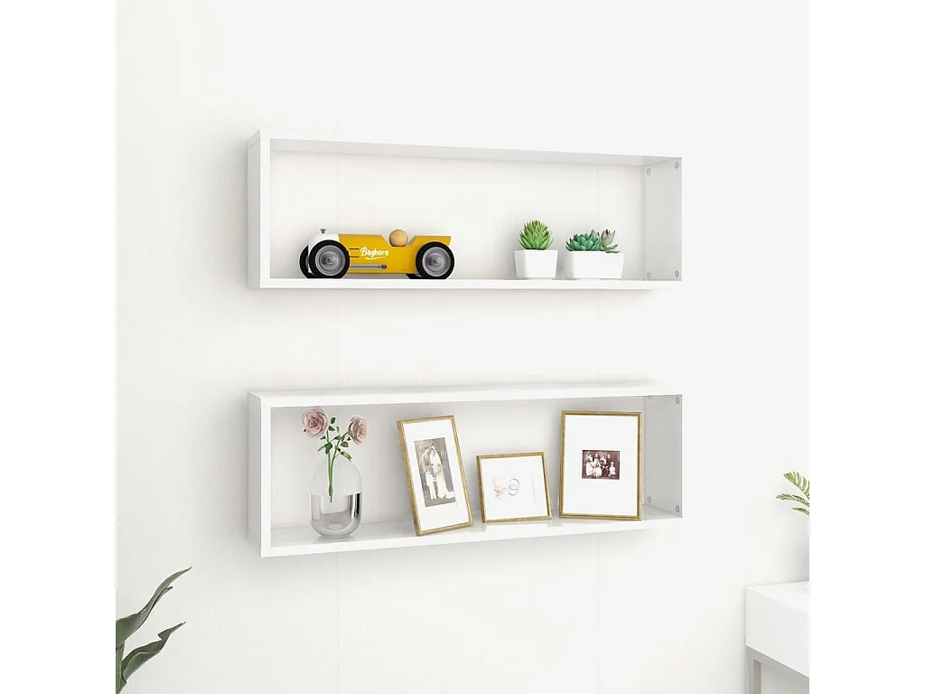 Étagère cube murale 2 pcs Blanc brillant 80x15x26,5cm