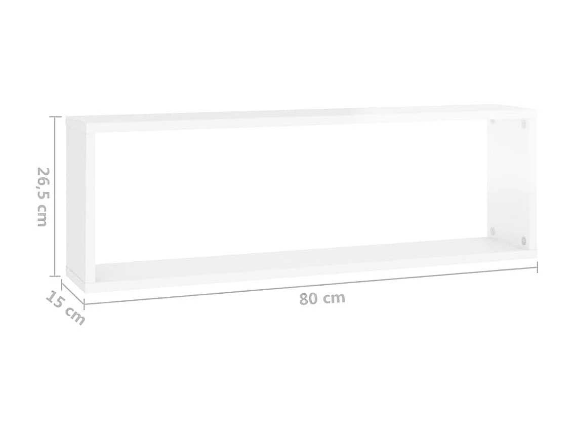 Étagère cube murale 2 pcs Blanc brillant 80x15x26,5cm