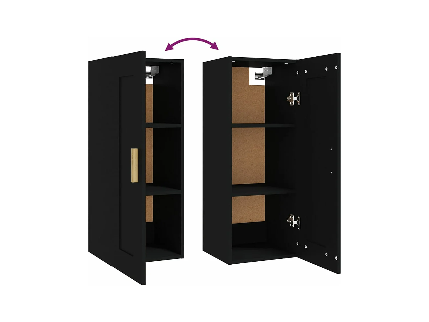 Wandkast 35x34x90 cm bewerkt hout zwart