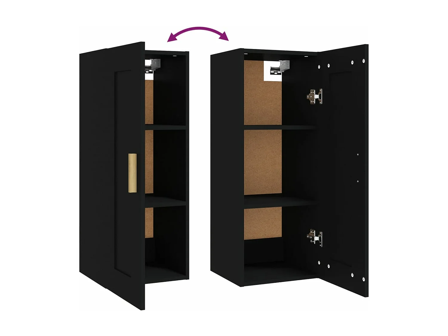 Wandschrank Schwarz 35x34x90 cm Holzwerkstoff