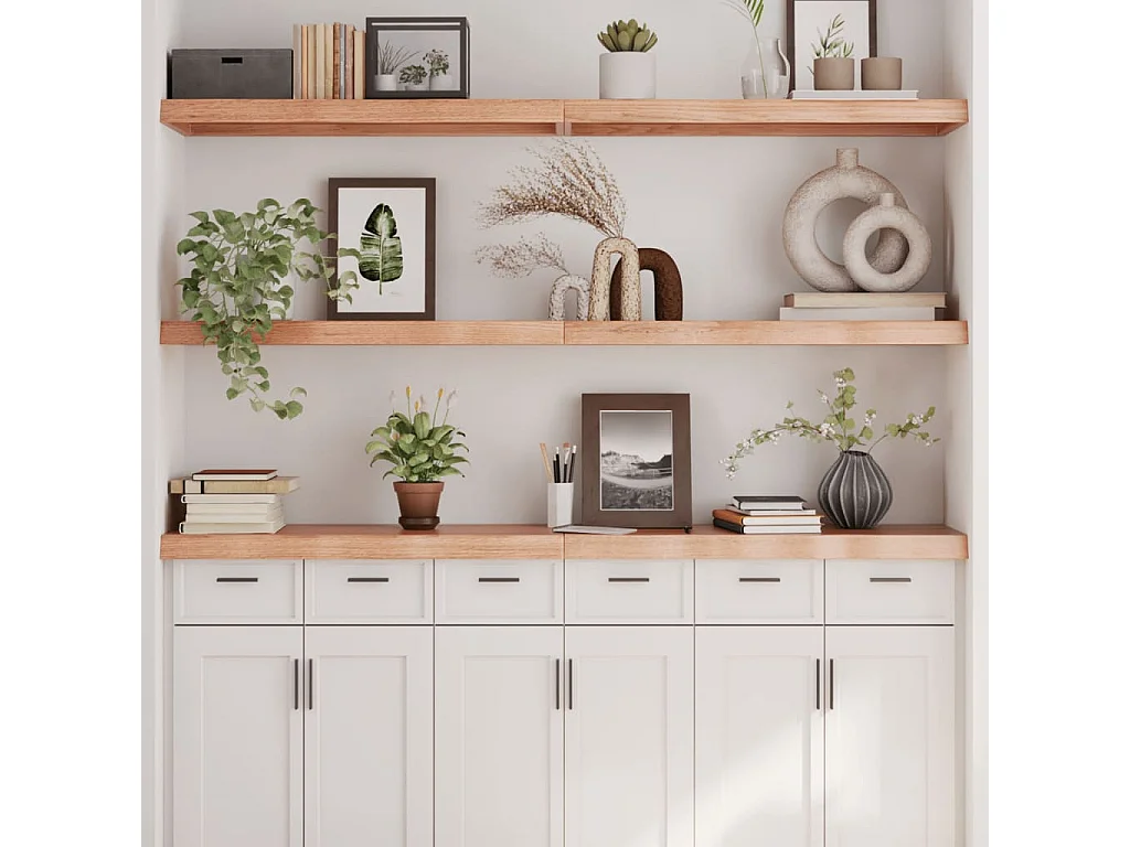 Wandregal Hellbraun 180x30x(2-6) cm Massivholz Eiche Behandelt