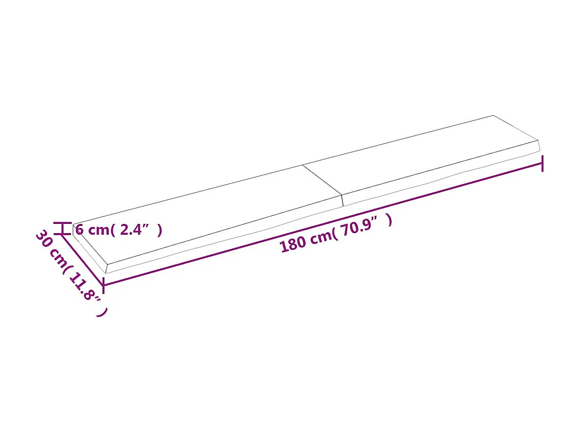 Wandregal Hellbraun 180x30x(2-6) cm Massivholz Eiche Behandelt