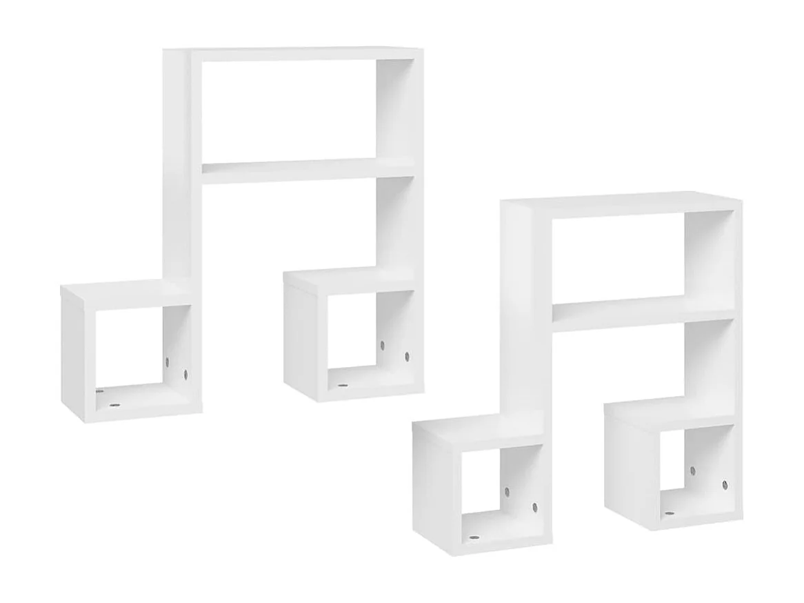 Étagères murales 2pcs blanc brillant 50x15x50cm bois ingénierie