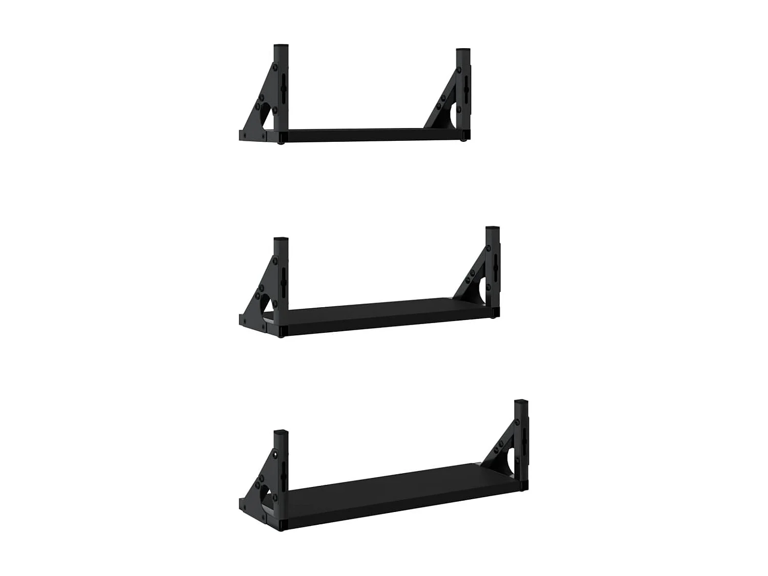 Set Mensole da Parete 3pz Nero in Legno Multistrato