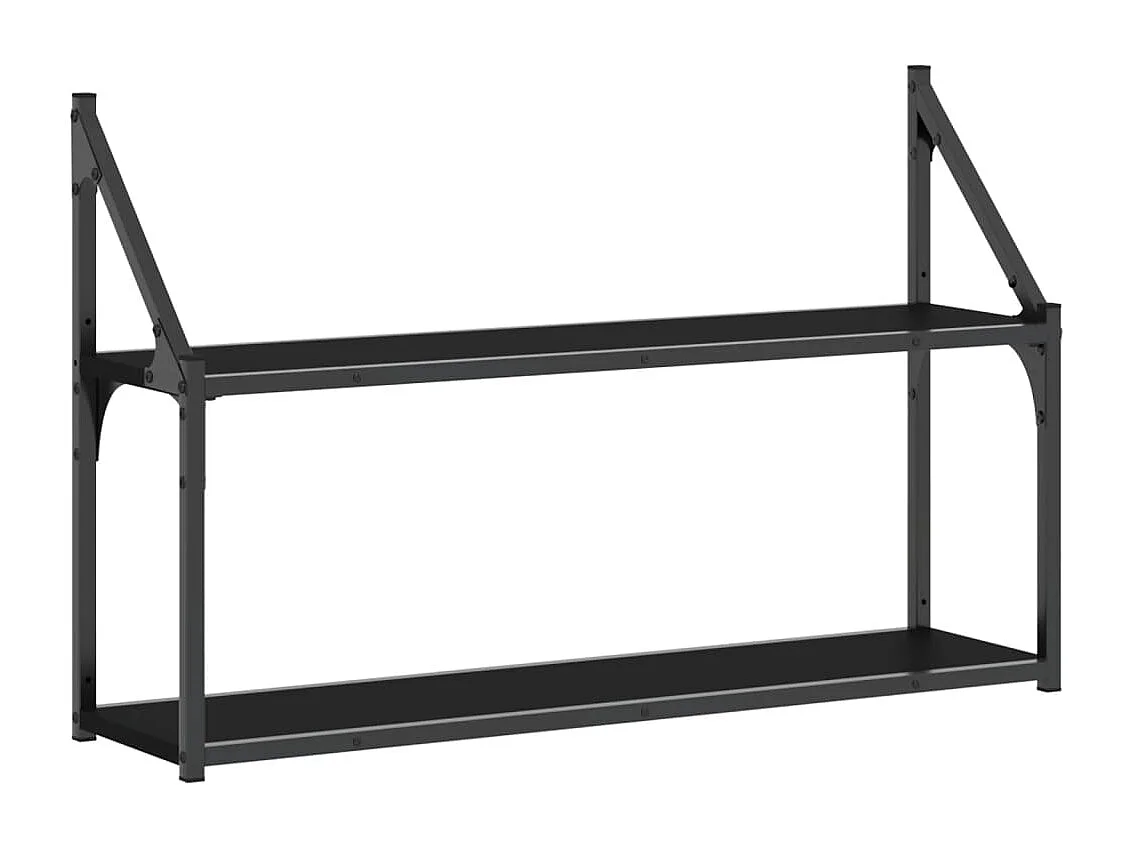 Wandrek 2-laags 80x21x51 cm bewerkt hout zwart