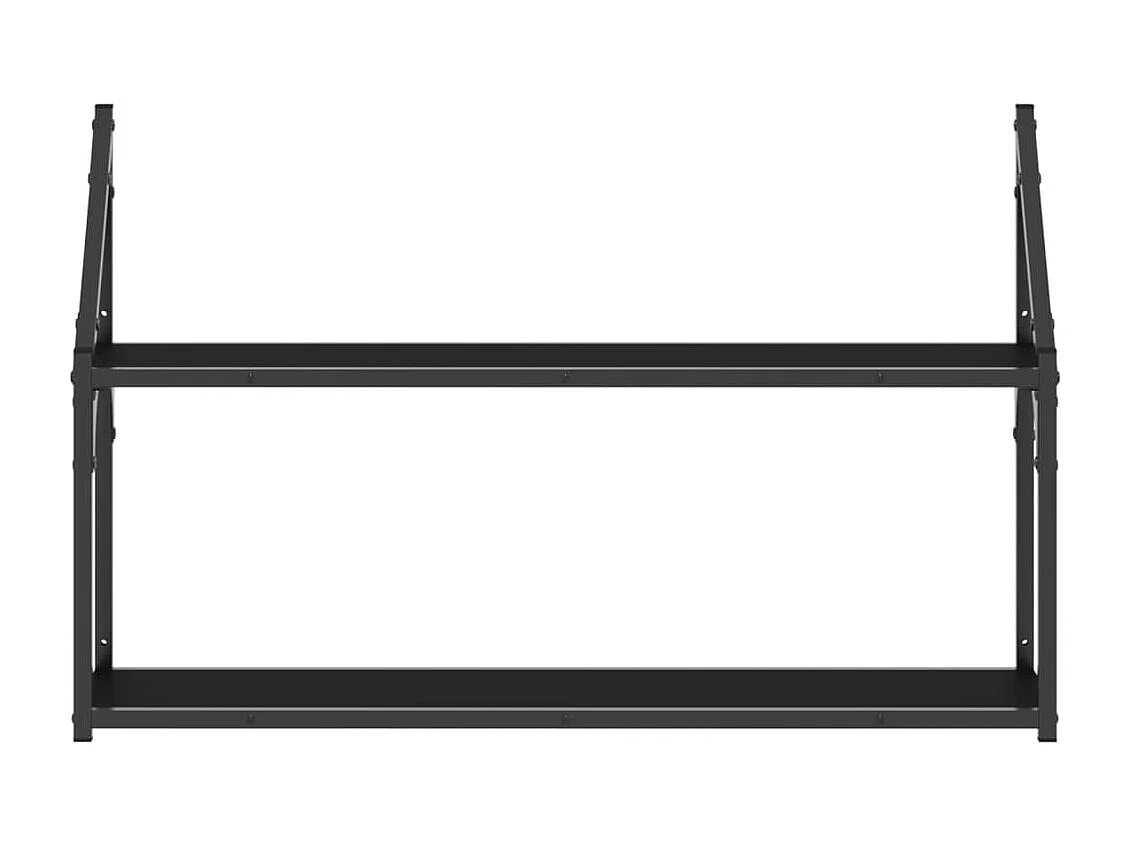 Wandrek 2-laags 80x21x51 cm bewerkt hout zwart