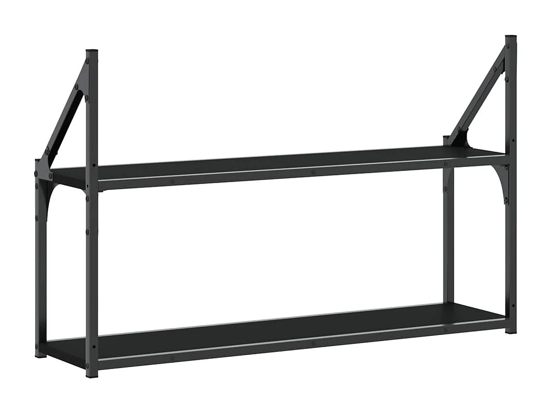 Wandrek 2-laags 80x21x51 cm bewerkt hout zwart