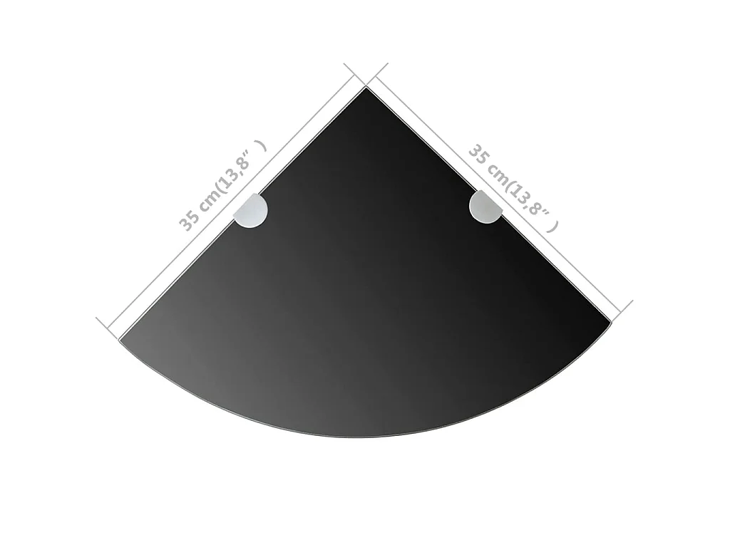Hoekschap met chromen dragers zwart 35x35 cm glas