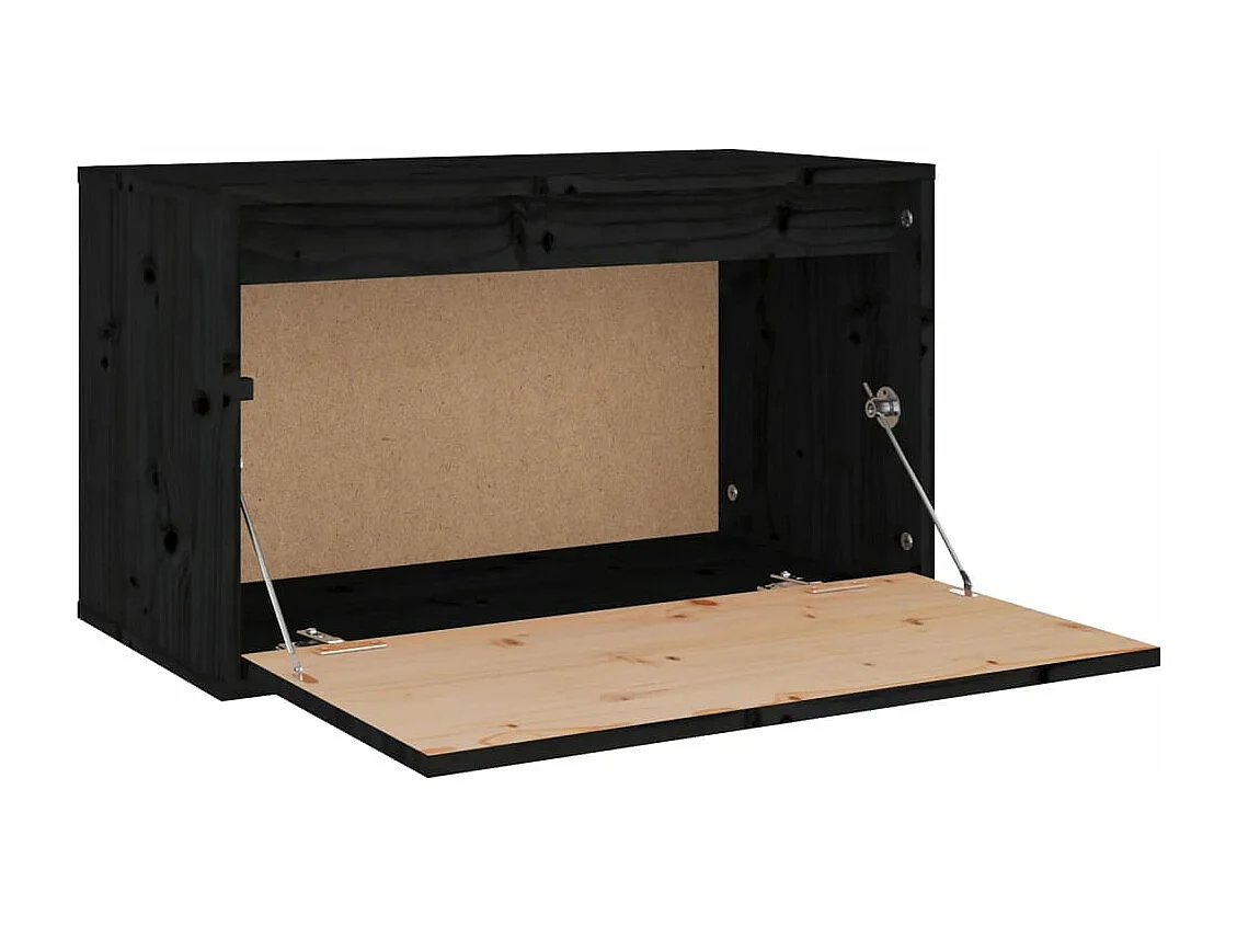 Armário de parede 60x30x35 cm madeira de pinho maciça preto