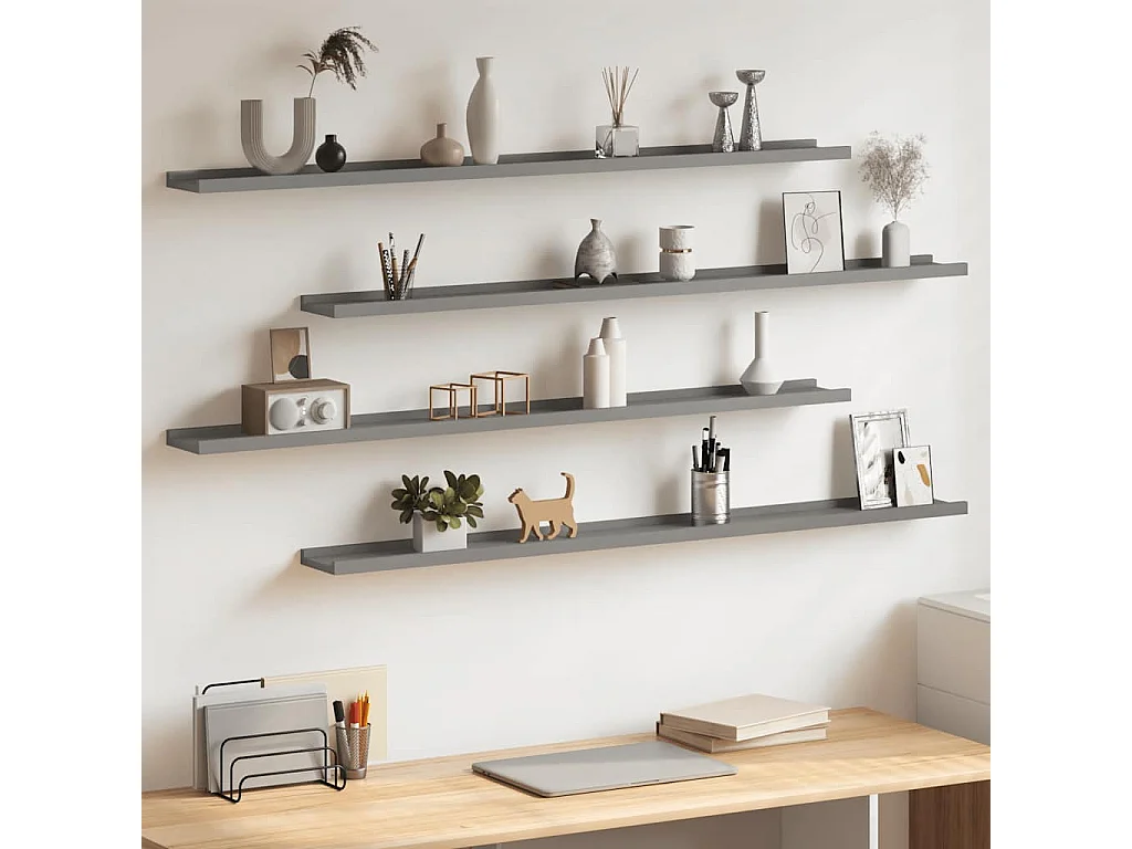 Wandschappen 4 st 115x9x3 cm grijs