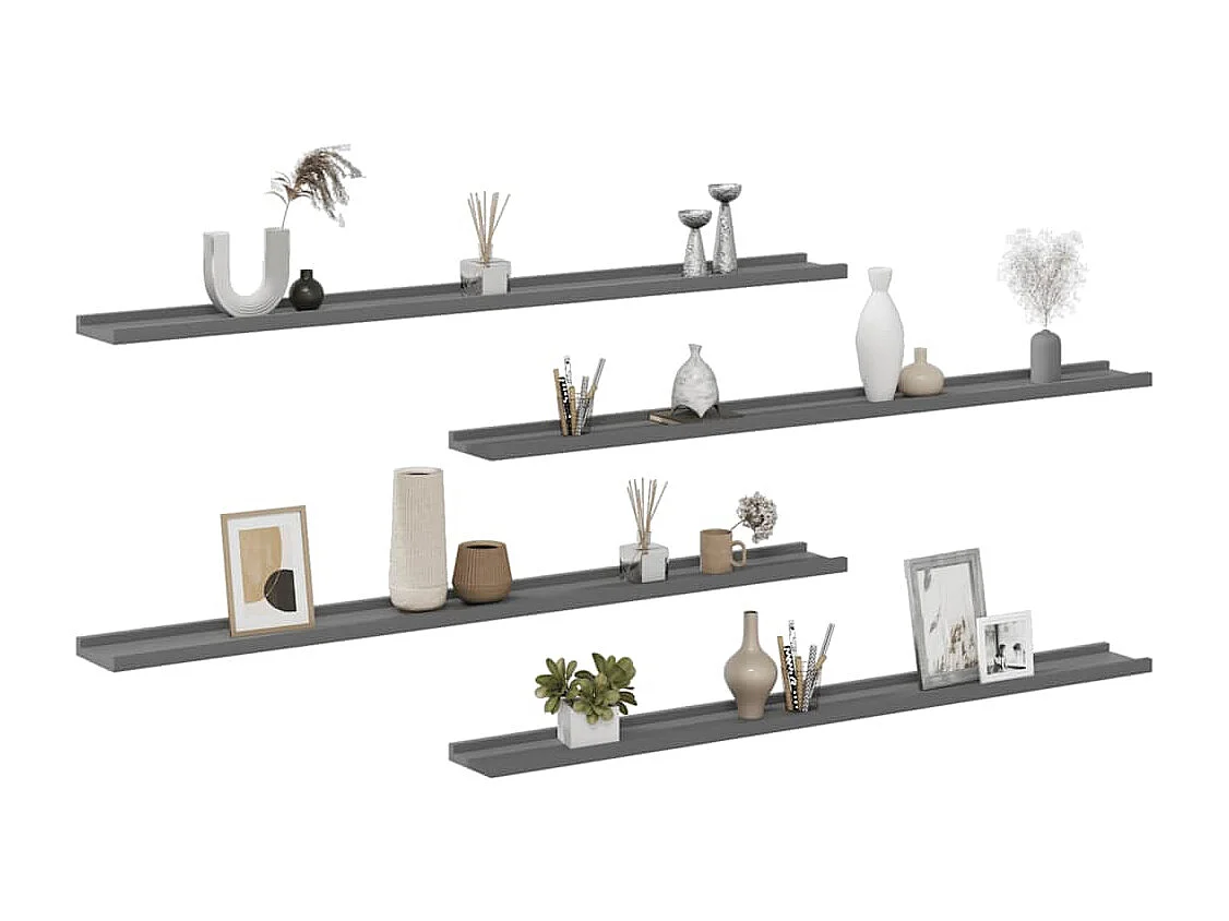 Wandschappen 4 st 115x9x3 cm grijs
