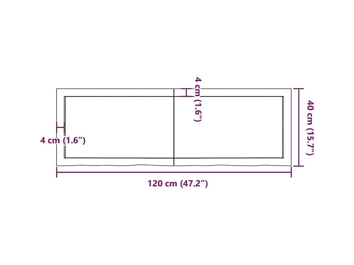 Wandregal Dunkelbraun 120x40x(2-4)cm Massivholz Eiche Behandelt