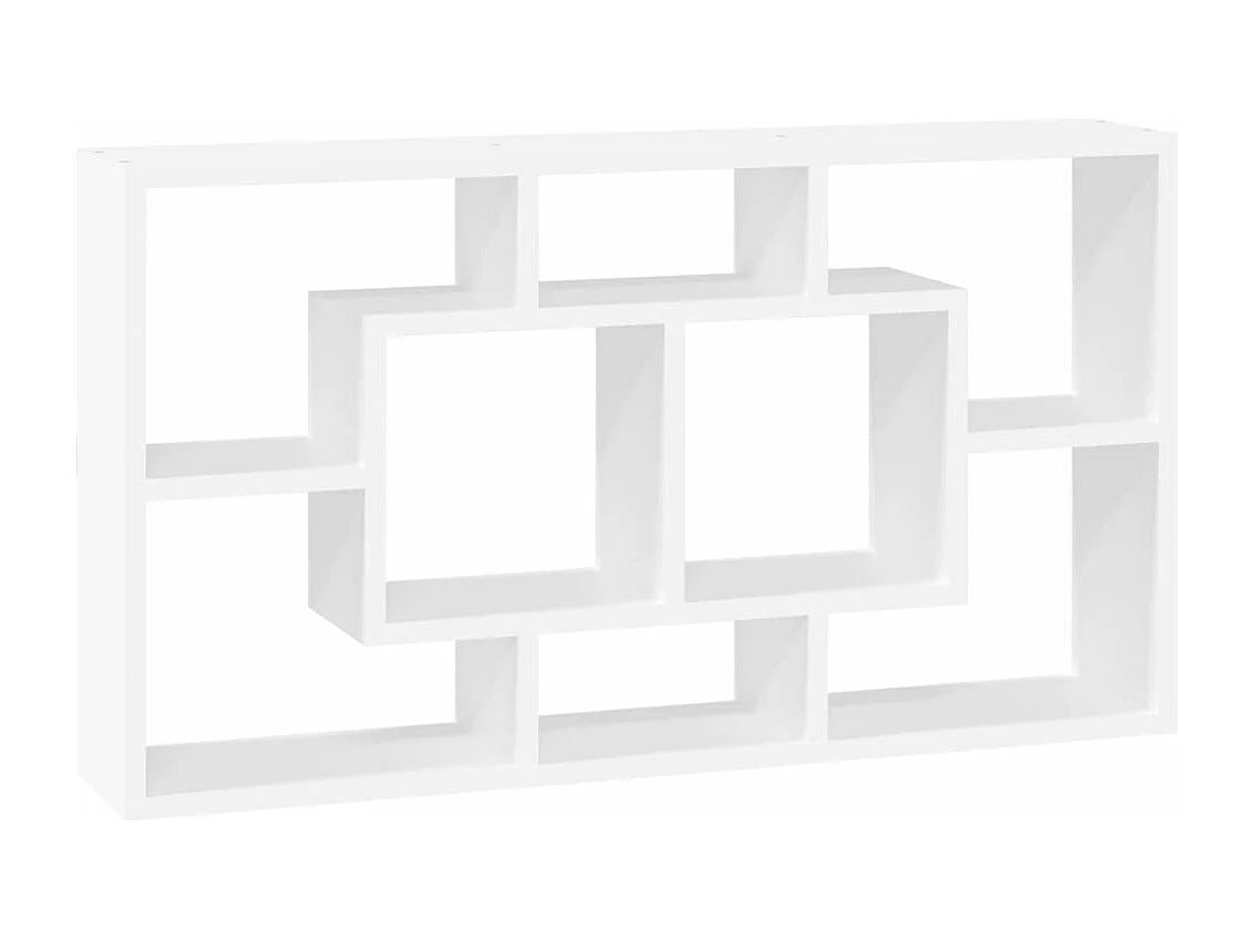 Prateleira exposição parede 8 compartimentos branco brilhante
