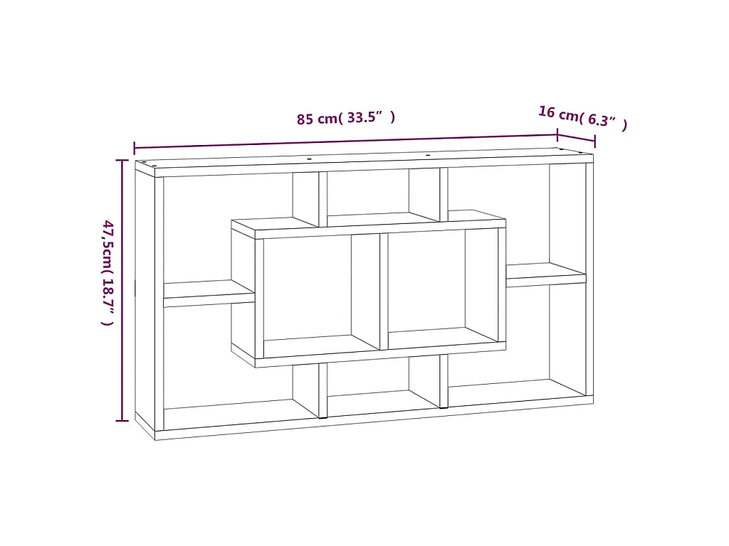Wandschap 8 vakken hoogglans wit