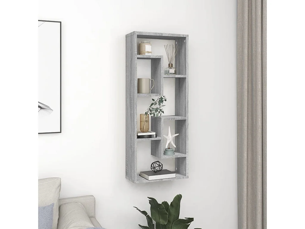 Wandregal Grau Sonoma 36x16x90 cm Holzwerkstoff