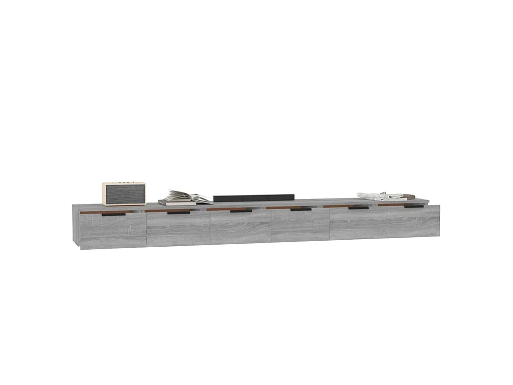 Wandkasten 2 st 102x30x20 cm bewerkt hout grijs sonoma