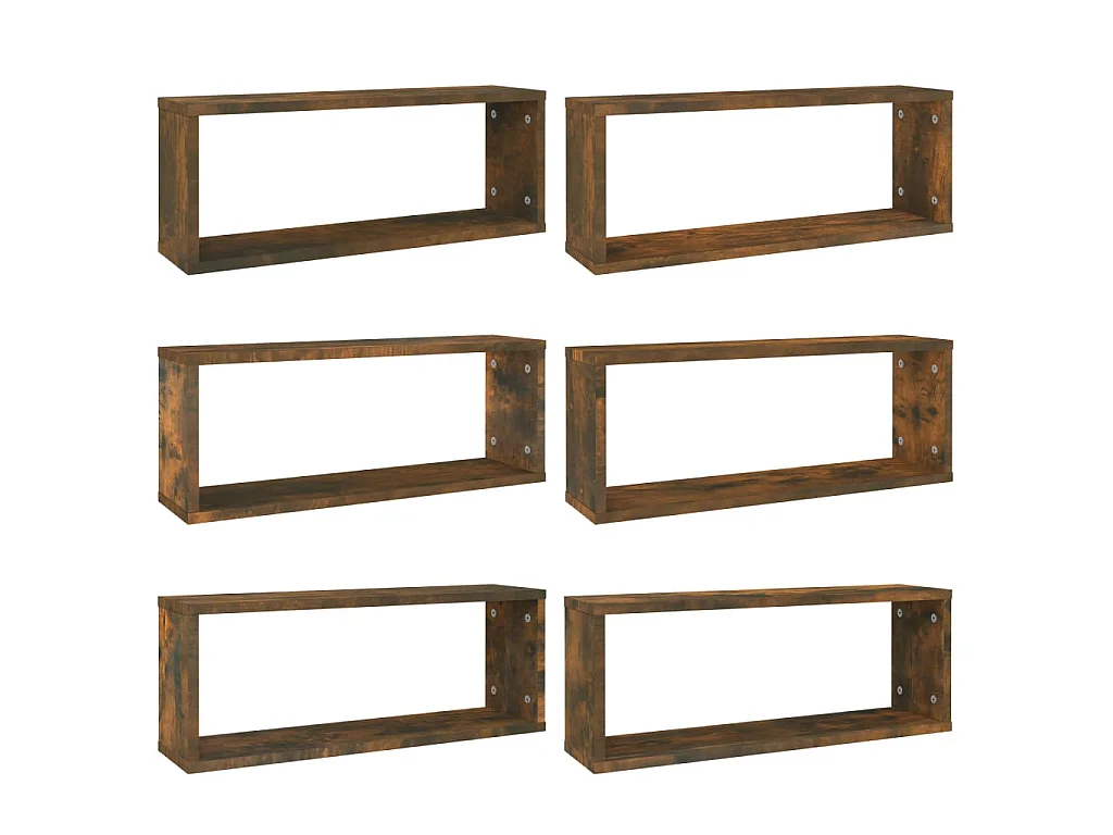 Étagères murales cube 6 pcs Chêne fumé 60x15x23 cm Bois