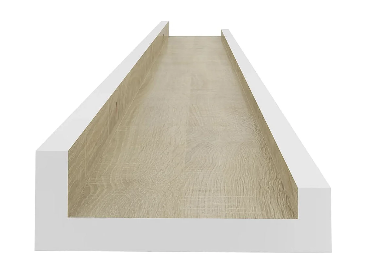 Mensole da Parete 2 pz Bianco e Rovere Sonoma 80x9x3 cm