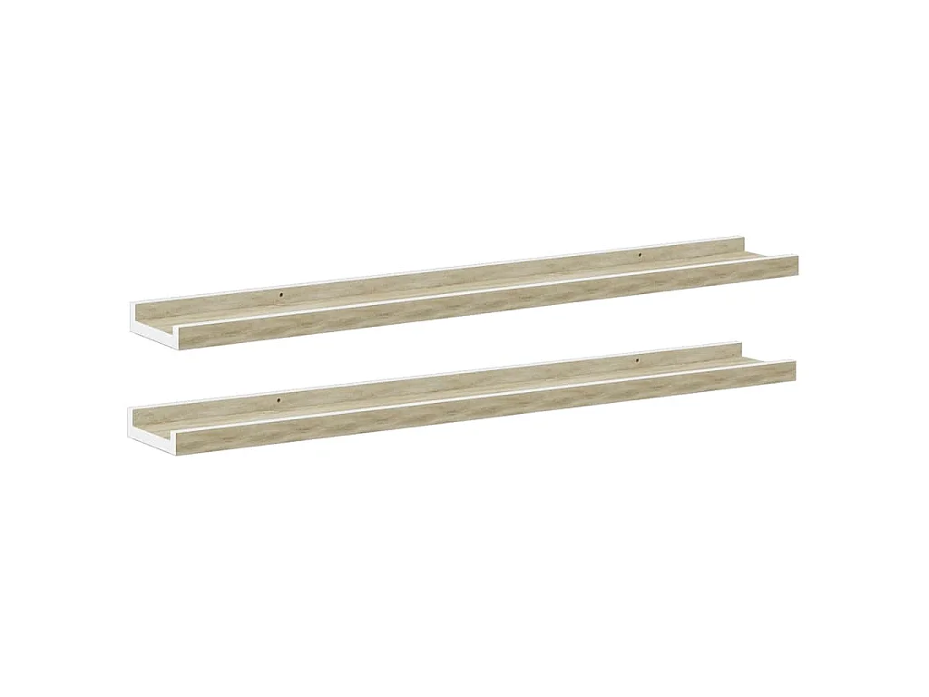 Mensole da Parete 2 pz Bianco e Rovere Sonoma 80x9x3 cm