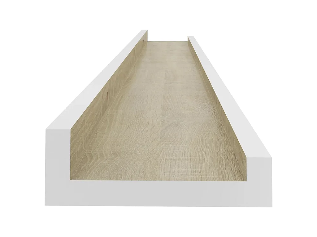 Mensole da Parete 2 pz Bianco e Rovere Sonoma 80x9x3 cm