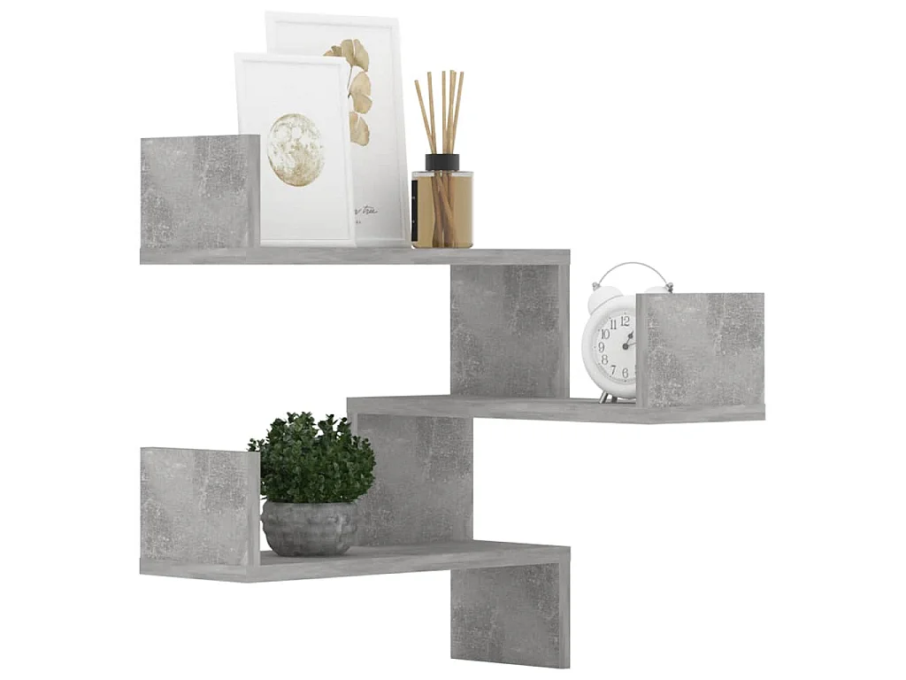 Hoekwandschappen 2 st 40x40x50 cm bewerkt hout betongrijs