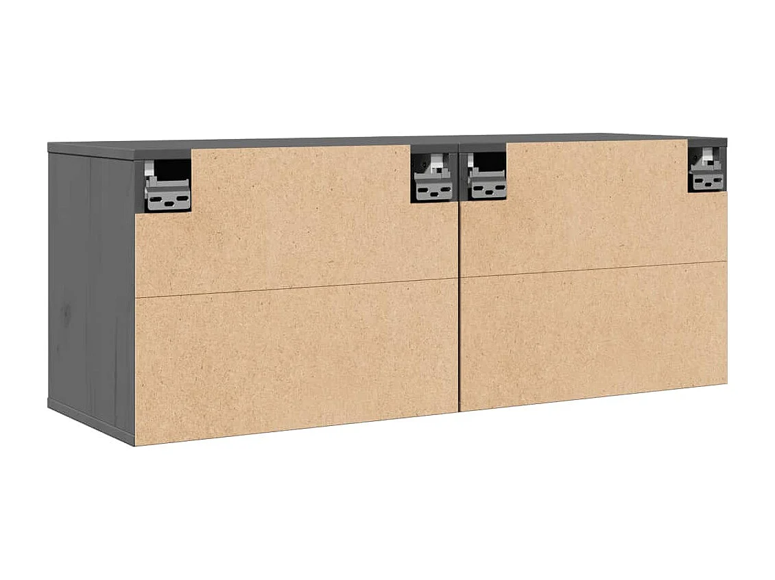 Armários de parede 2 pcs 45x30x35 cm pinho maciço cinza