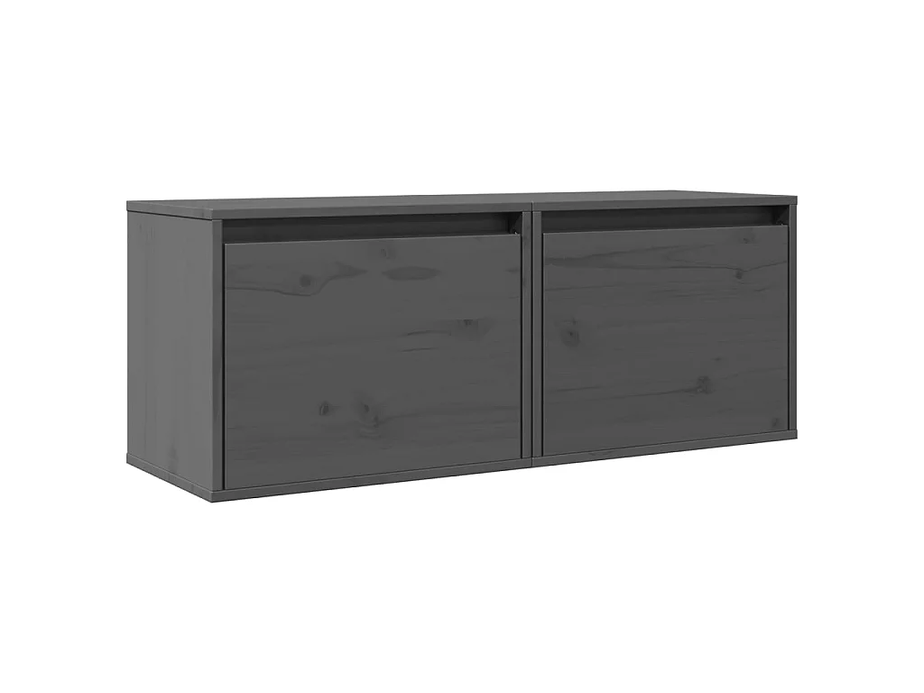 Wandkasten 2 st 45x30x35 cm massief grenenhout grijs