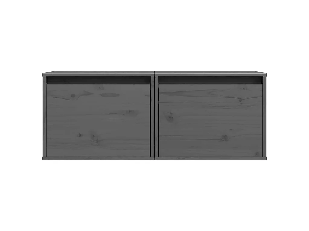 Wandkasten 2 st 45x30x35 cm massief grenenhout grijs