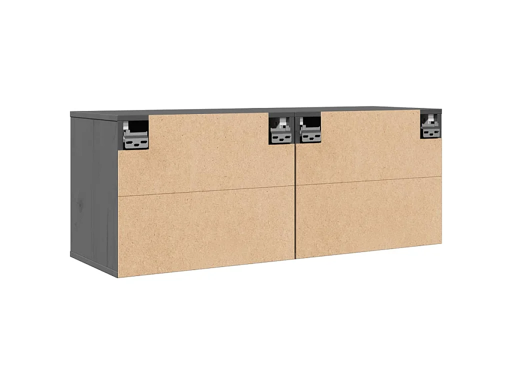 Wandkasten 2 st 45x30x35 cm massief grenenhout grijs