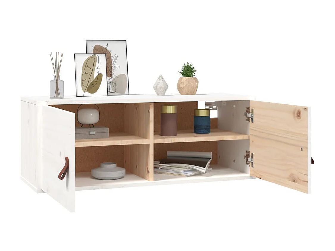 Armoire murale Blanc 80x30x30 cm Bois de pin massif